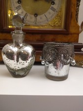 vintage mirror effect heart shaped perfume bottle&tealight holder good condition