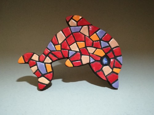 Red purple orange mosaic - red,