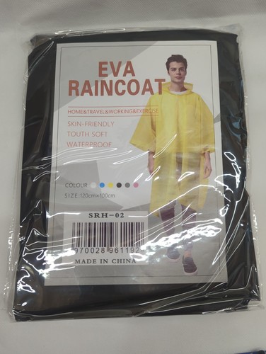 Poncho black hooded rain coat - poncho,