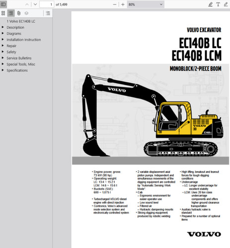 Volvo ec140b excavator - lc,