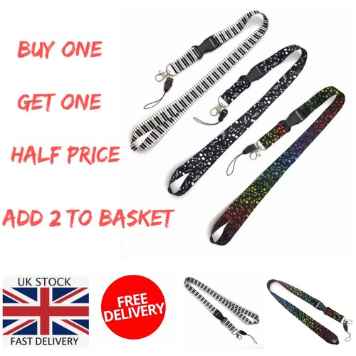 Music note print lanyard piano - note,