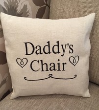 Laura Ashley Natural Austen DADDYS CHAIR Cushion Cover Embroidered Fathers Day