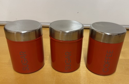 Set red metal canisters - set,