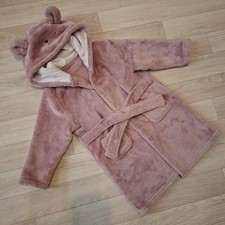 Baby Girls Age 9-12 Months Pink Dressing Gown Fleece Robe