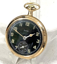 1920-40 Unusual ELGIN (Military) R.Gold Gents Pocket Watch SERVICED &GWO Antique