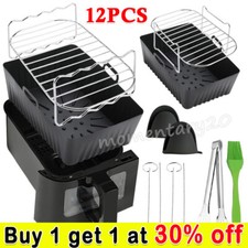 12X Air Fryer Accessories Set Steel Rack Grill.Baking.Pots Dual.Basket For.Ninja
