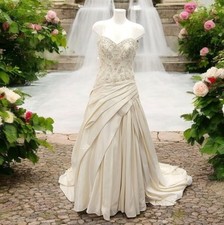 Essence Of Australia A-Line Wedding Gown UK 12 Ivory Strapless NWOT RMF30-SM