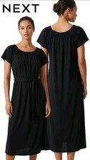 Next Black Linen Blend Smocked