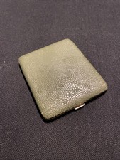 Shagreen EPNS Plated Cigarette Case Olive Green Stingray Skin Great Item 1900’s