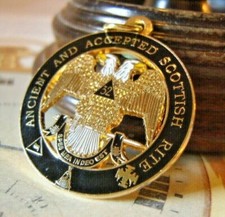 Masonic Pocket Watch Chain Fob 12ct Gold Plated Scottish Rite Fob Multi Enamel