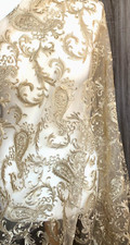 GOLD EMBROIDERED BRIDAL LACE