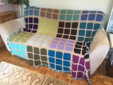 Big Bold Blanket Crochet Throw Afghan Handmade