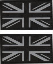 2x Black Reflective British Flag Official VELCRO® Embroidered Union Jack Patch