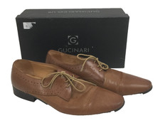 Gucinari Men's Formal Shoes Size 9 Brown Leather Upper Low Block Lace Up Used F1