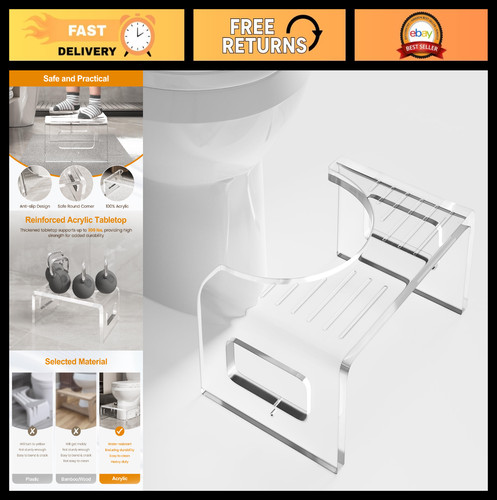 Tall acrylic toilet stool - tall,