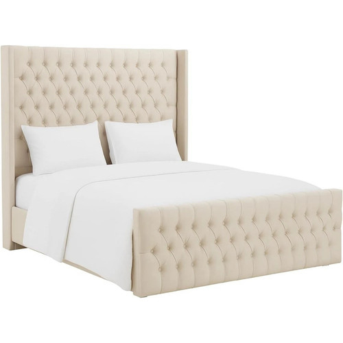 Cream velvet upholstered bed - velvet,