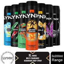 Lynx XL 48-Hour High Definition Fragrance Body Spray Deodorant, 3 Pack, 200ml