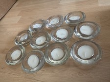 11x Glass Votive Tea Light Candle Holders Joblot with New Candles