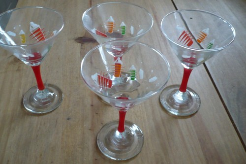 Vintage red stemmed cocktail - vintage,