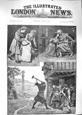 Original Old Antique Print 1889 Jack Meg Smith Balad Forge Blacksmith Fine Art