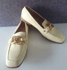 BNWOT Kelsi Size 7 Pale Yellow Lemon Slip On Brogue Comfort Flat Shoes !