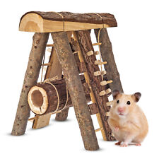 NATURAL WOODEN HAMSTER MOUSE GERBIL PLAYGROUND RATS PETS TOYS PLAY HOUSE TUNNEL