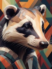 Bauhaus style Badger Print , Abstract Badger Print