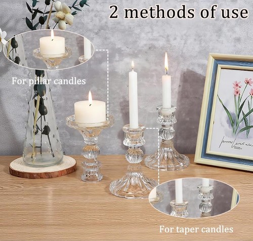 5pk glass candlestick holders - glass,