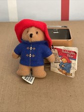 Mini Paddington Bear Blue Coat & Red Hat in a Brown Tin Suitcase Augusta du Bay