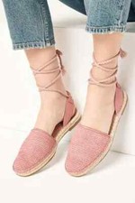 NEXT DUSKY PINK ROPE TIE WOVEN ESPADRILLES SHOES SANDALS SZ 6.5 (40) RRP £42