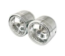 Motorcycle Twin Round Headlight Dominator Chrome Universal E-Marked