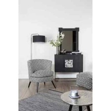 Greek Key Black Beige Accent Armchair | Round Jacquard Lounge Chair