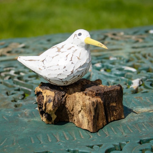 Small wooden white bird - small,
