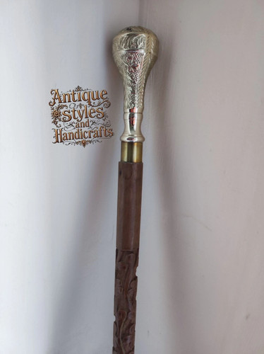 Antique brass handle carved - brass,