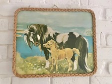 Large Vintage wicker framed Shetland Pony Horse retro 1980s grandma chic kitsch