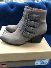 Bertie New Leather Ankle boots distressed taupe nubuck studded strap size 40/7