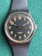 Swatch Watch Golden Tac GB274  Quartz Swiss Black 34mm Good Condition Working