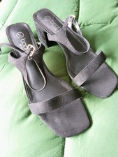 Boohoo Black Suede Effect Block Heel Sandals Wide Fit Size 8