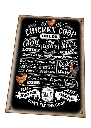 Chicken coop rules - chicken, sign