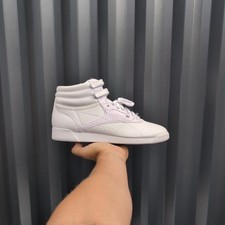 *RARE* UK 8 - Reebok Freestyle Hi Top White Pink Vintahe Womens Trainers RB 801