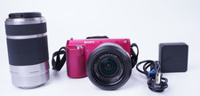 [Exc] SONY Alpha NEX-F3 Pink 16.1MP Digital Camera 18-55mm＆55-210mm Lens #2624A