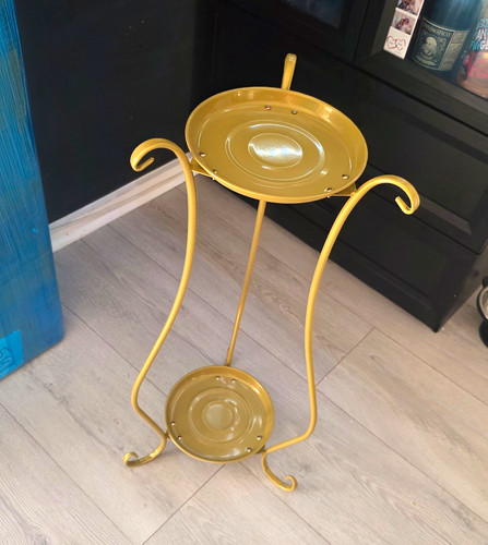 Gold metal plant - metal, stand,