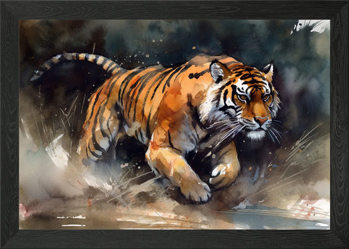 Tiger painting framed wall - framed, art