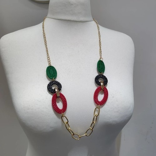 Statement necklace woven link - statement,
