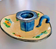 Vintage 1930's Maruhon Ware Hand Painted, Ceramic Candlestick Made In Japan