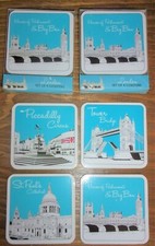 London Print Coasters - Set of 8 showing scenes of London - Free Postage