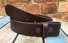 Dark Brown Leather Press Stud Snap Belt Choice of Widths Handmade Real Leather