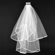 Wedding Bridal Veil Satin Edge