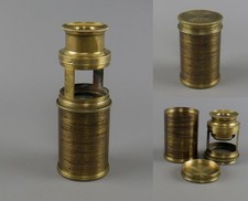 Antique Victorian Brass Pocket Travel Seed Insect Live Cage Microscope 6cm