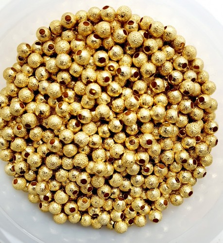 4mm gold stardust brass spacer - gold,